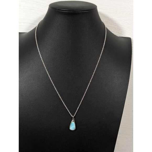Marahlago Blue Larimar Teardrop Pendant 21" Necklace Sterling Silver 925 - Picture 2 of 10